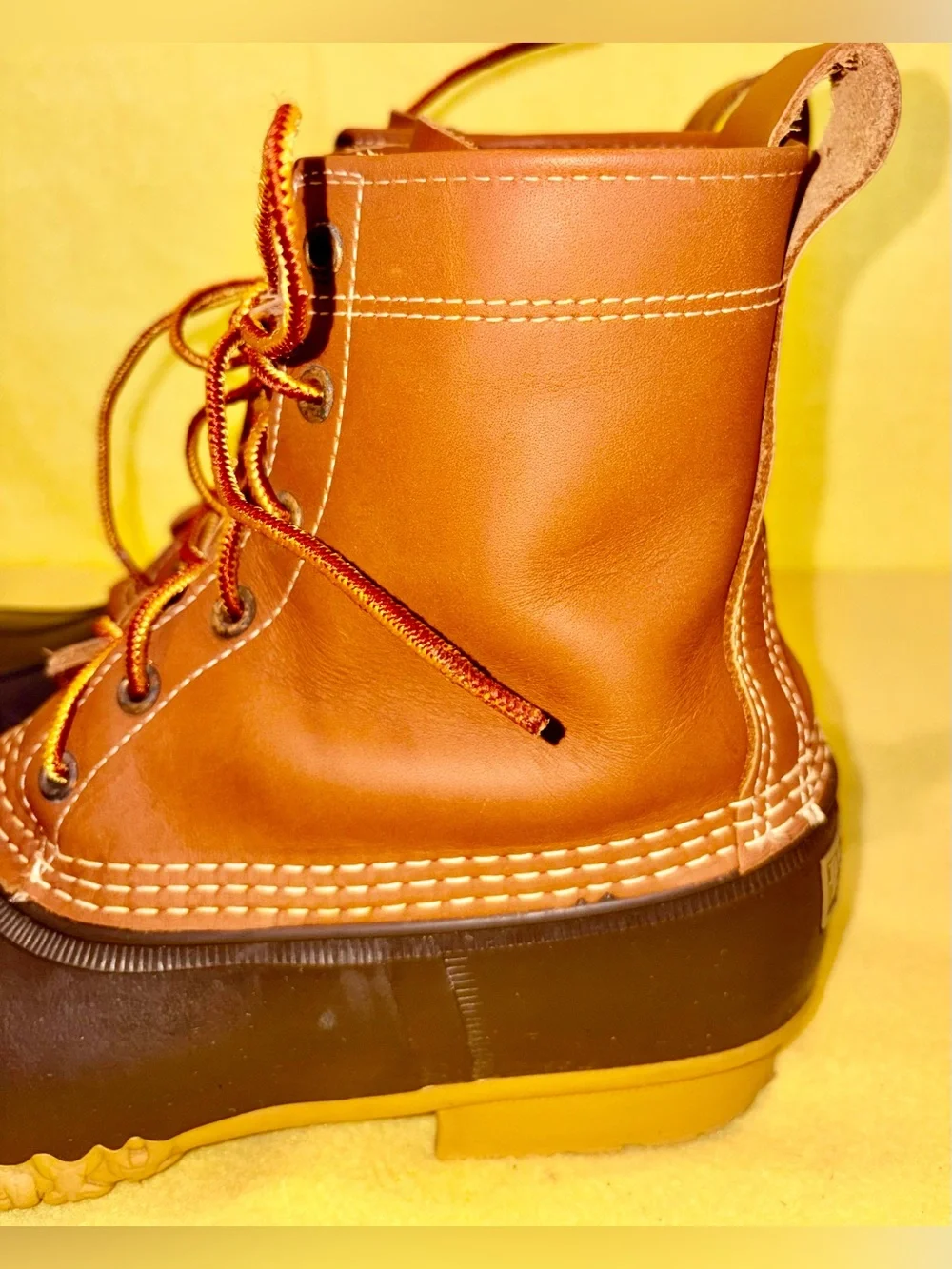 Men’s Vintage LL Bean Duck Boots Brown Leather & Rubber Lace-Up Boots - Mens 9